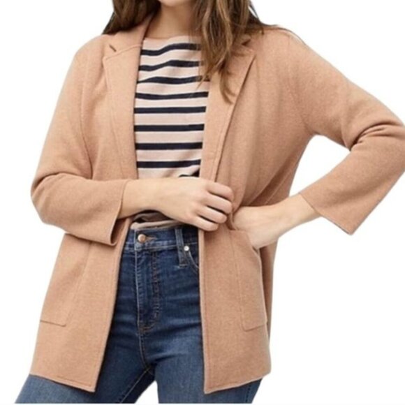 J. Crew Sophie Sweater Blazer Heather Khaki Pockets Open Front Size XS - Picture 5 of 7
